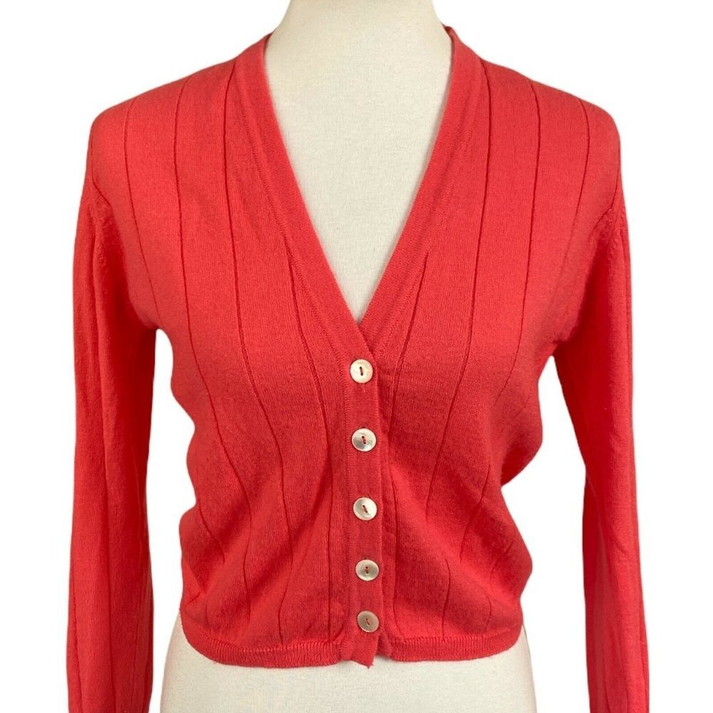 Vintage Scott & Charters Cardigan Sweater Scottish Knit Cashmere Women's Small